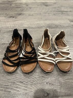 American Eagle Braided Gladiator Sandals in Black and White